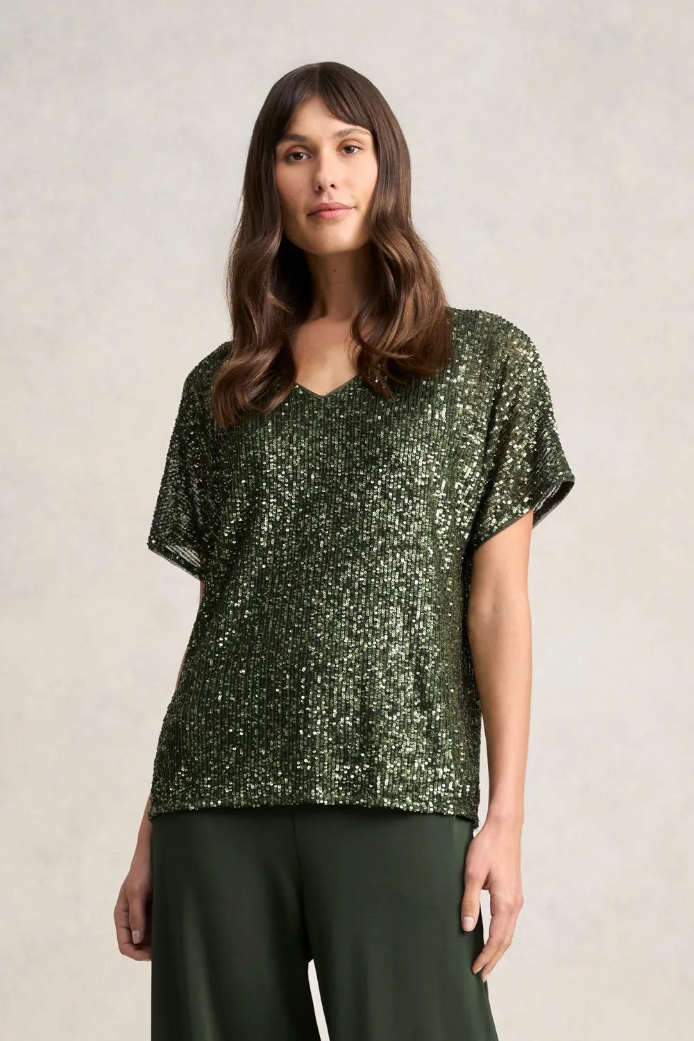 Sequin T-Shirt - Khaki