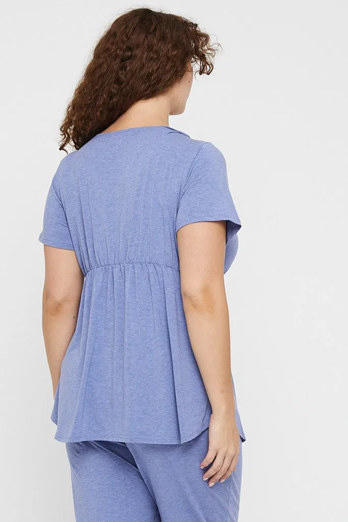 Short Sleeve Cross Front PJ Top - Lavender