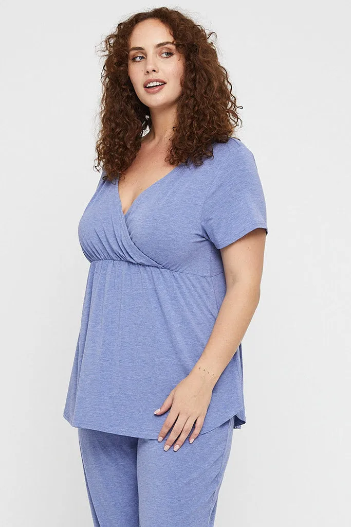 Short Sleeve Cross Front PJ Top - Lavender