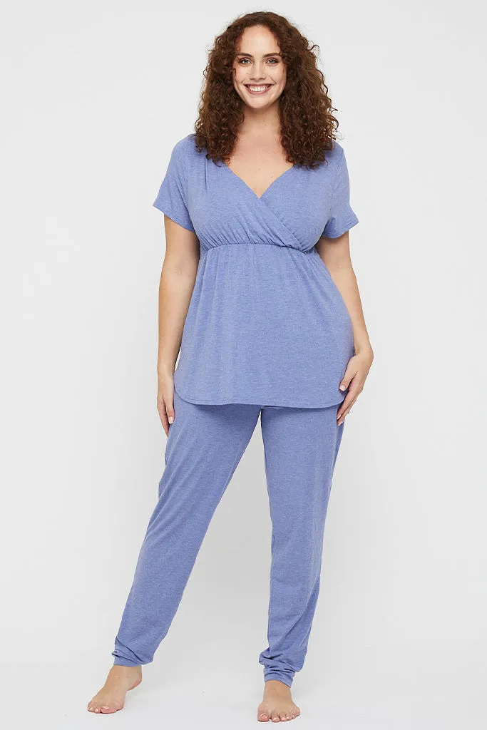 Short Sleeve Cross Front PJ Top - Lavender