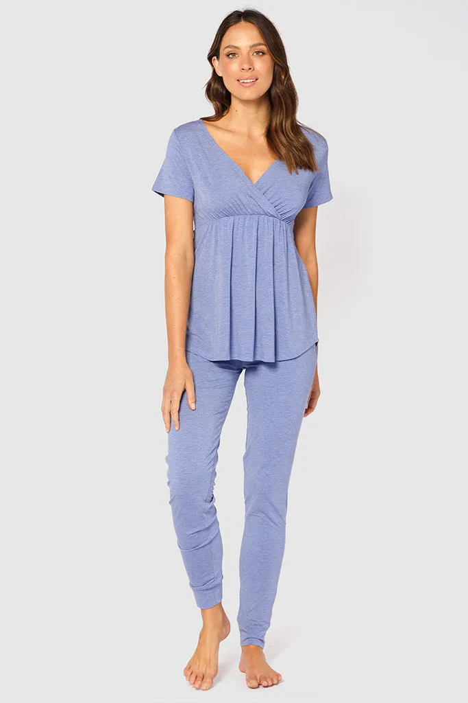 Short Sleeve Cross Front PJ Top - Lavender