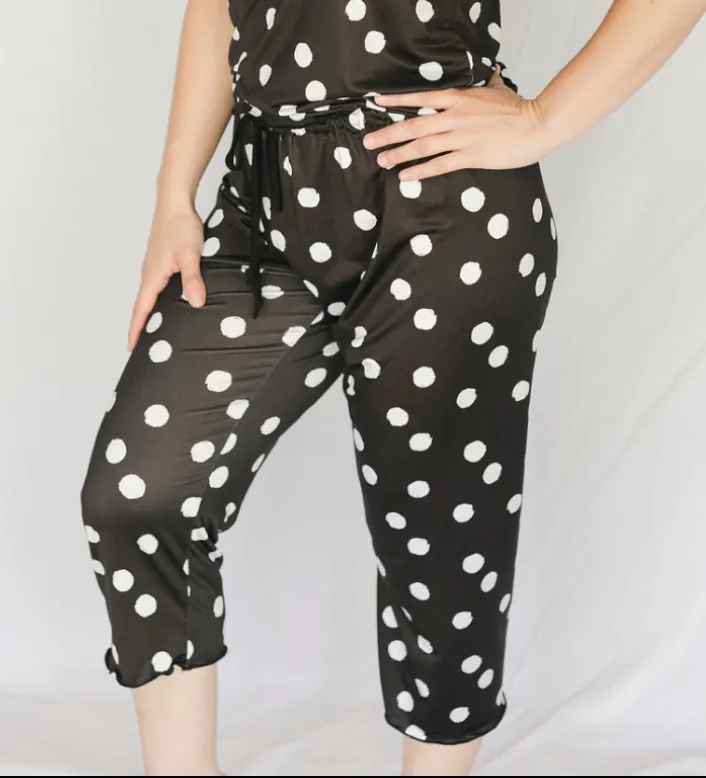 Slinky Cooling Polka Dot Short Sleeve Pajama Capris Set