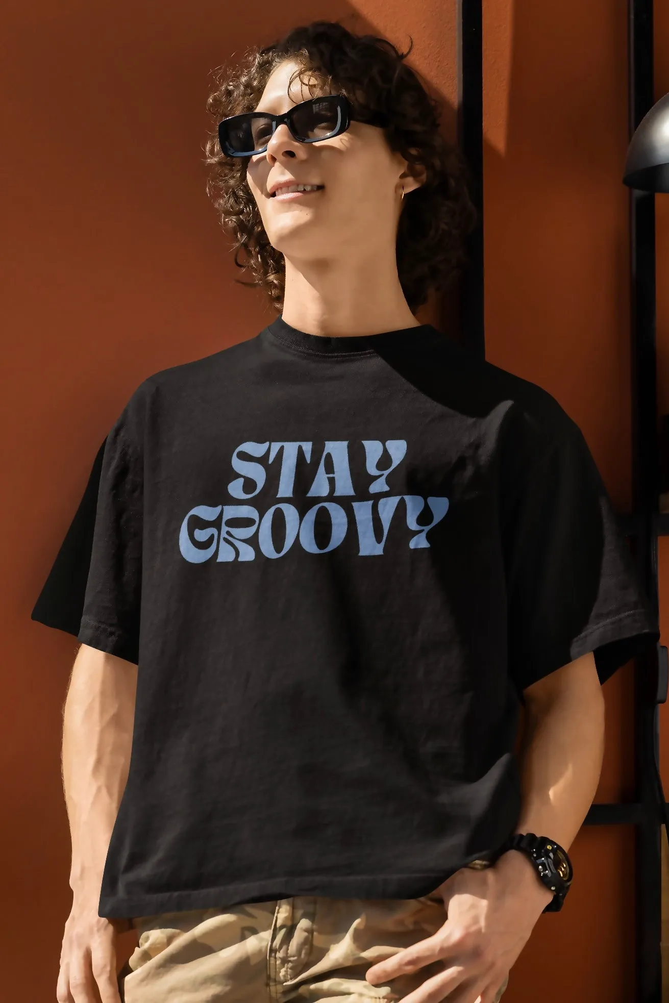 Stay Groovy Graphic Printed Unisex Oversized T Shirt