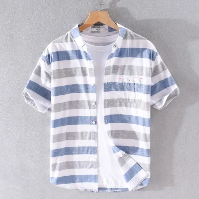 Striped half  Sleeve Cotton Shirt