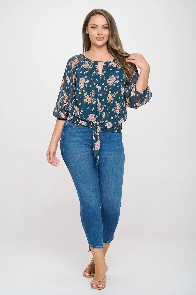 Veronica Plus Size Tie Front Blouse