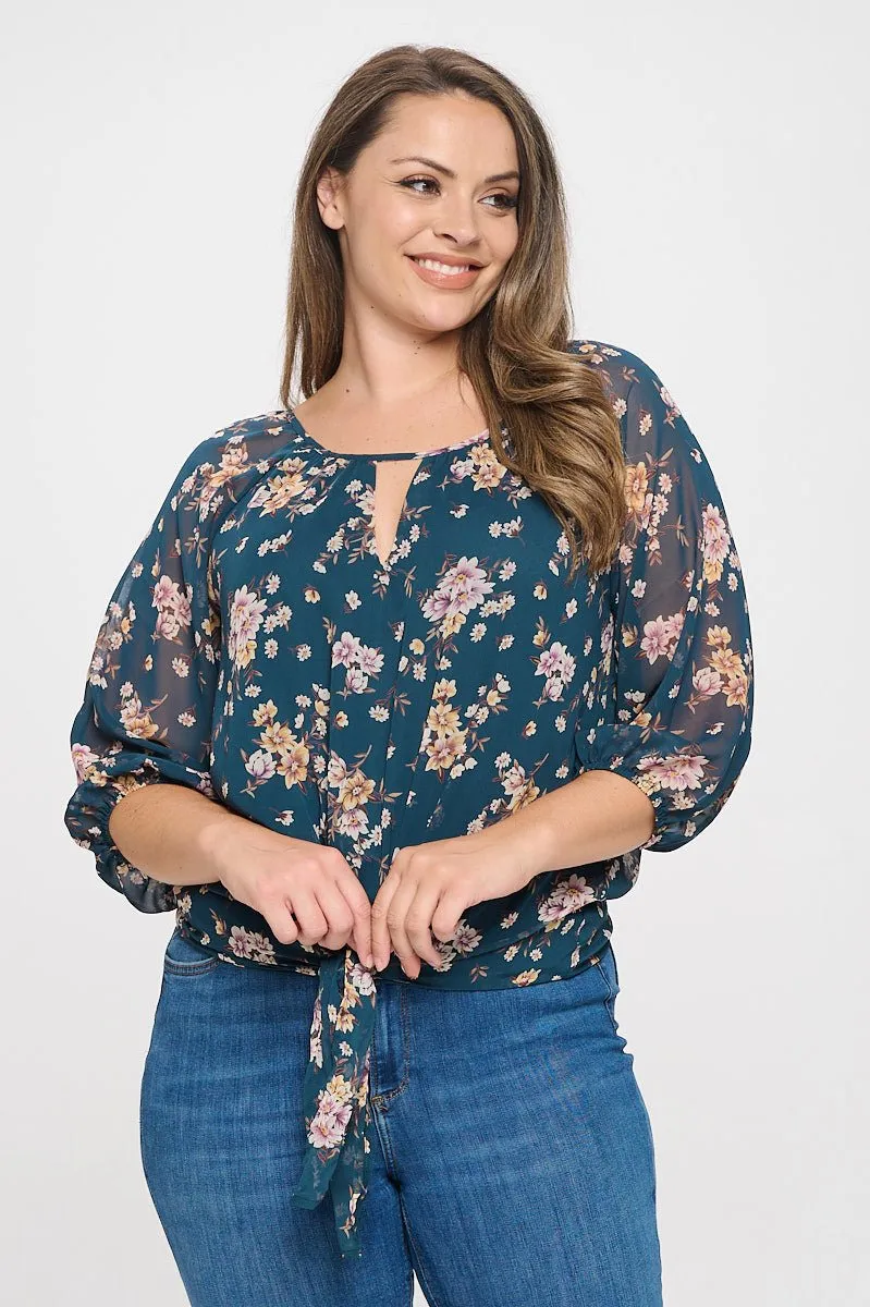 Veronica Plus Size Tie Front Blouse