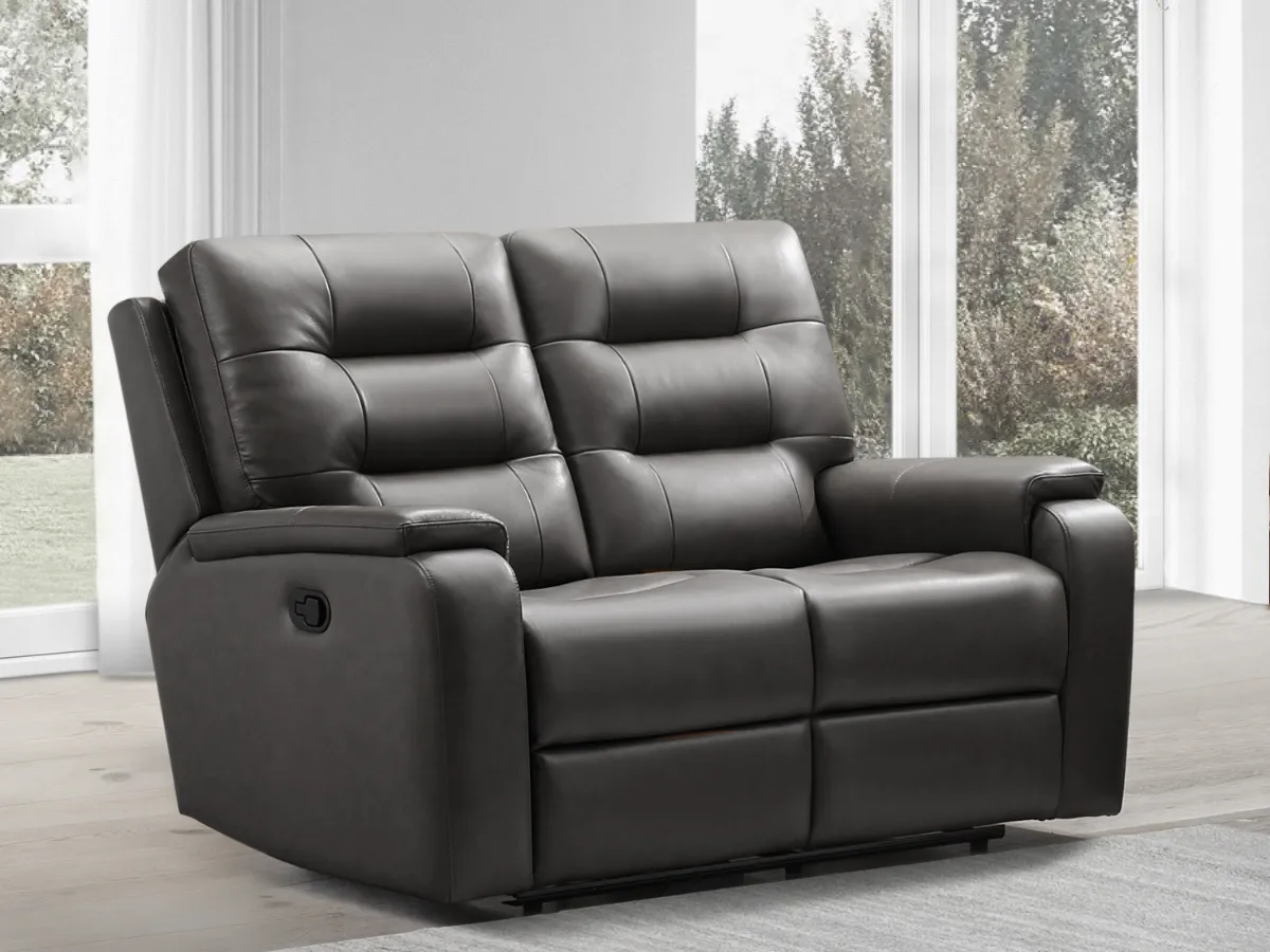 Waylen Top-Grain Leather Manual Reclining Loveseat