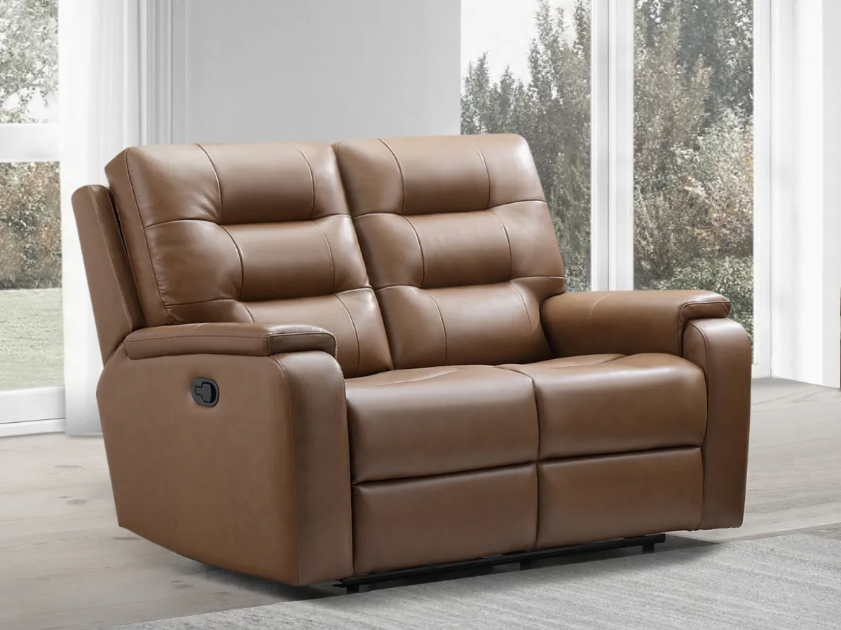 Waylen Top-Grain Leather Manual Reclining Loveseat