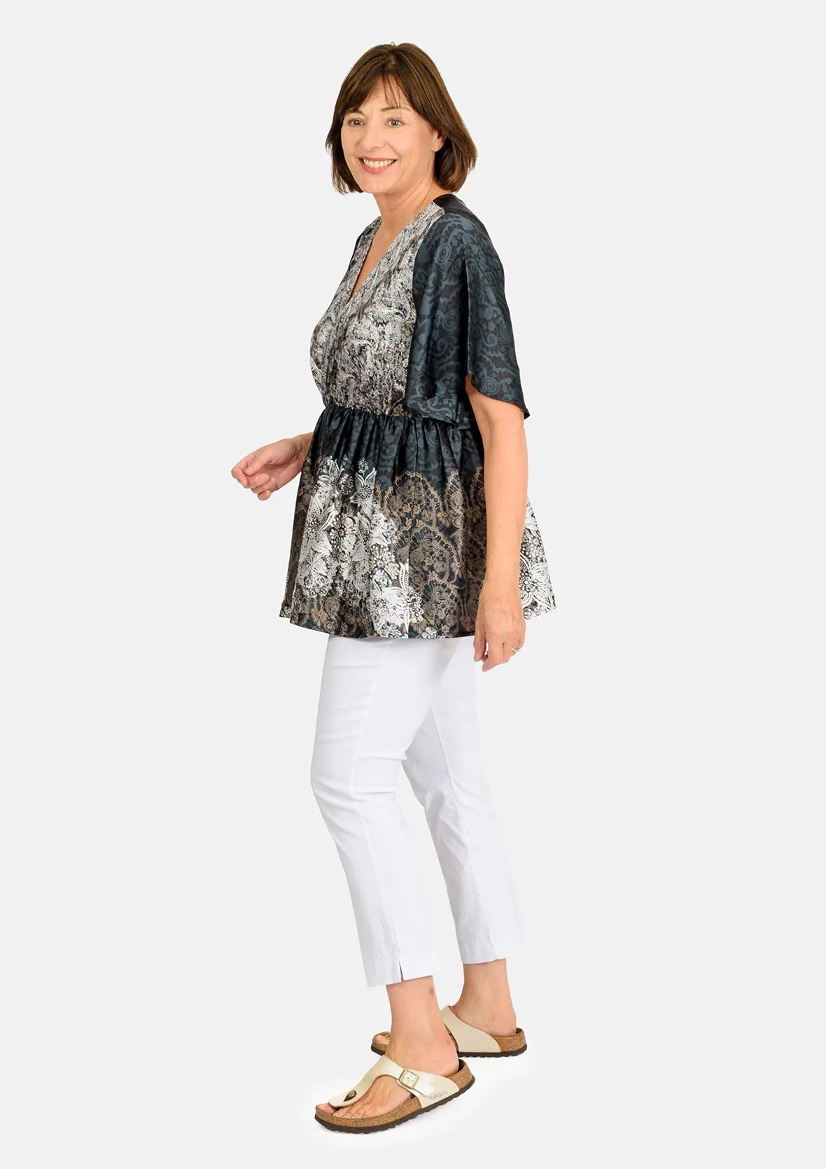 Wrap Front Blouse With Elasticated Waist