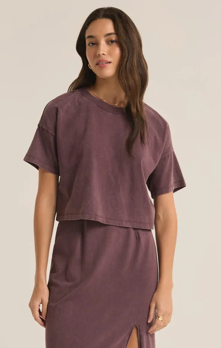 ZSU Sway Cropped Tee in Cocoa Berry